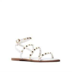 NEW QUPID women's studded strappy sandals in white